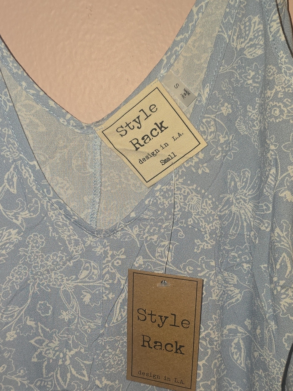Style Rack Light Blue Floral V-Neck Sun Dress - Small (NWT)